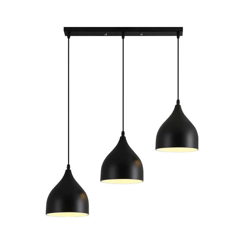 Black Metallic Onion Pendant Lamp With 3 Contemporary Heads And Down Lighting