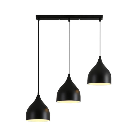 Modern Metallic Onion Cluster Pendant Lamp With 3 Black Down-Lights