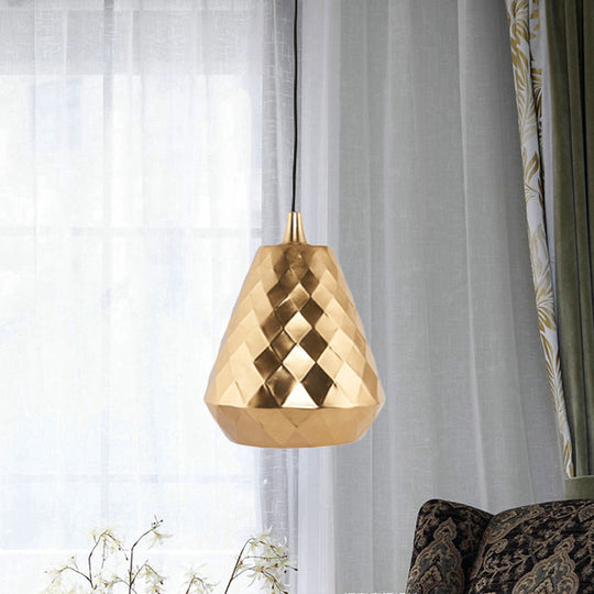 Modern Teardrop Iron Ceiling Pendant Lamp In Gold For Bedroom Lighting