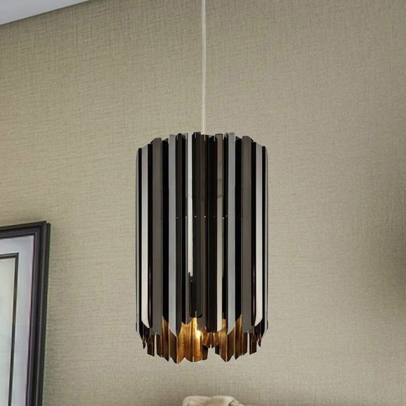 Contemporary 1-Light Pendant Ceiling Lamp With Sleek Metal Shade Black/Chrome/Gold Finish