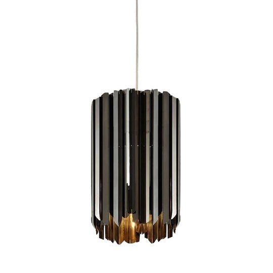 Contemporary 1-Light Pendant Ceiling Lamp With Sleek Metal Shade Black/Chrome/Gold Finish