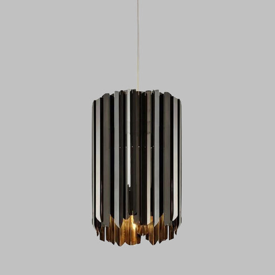 Contemporary 1-Light Pendant Ceiling Lamp With Sleek Metal Shade Black/Chrome/Gold Finish