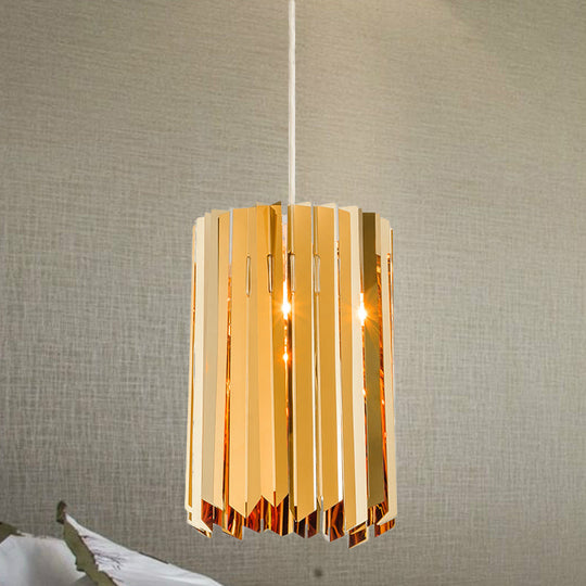 Contemporary 1-Light Pendant Ceiling Lamp With Sleek Metal Shade Black/Chrome/Gold Finish