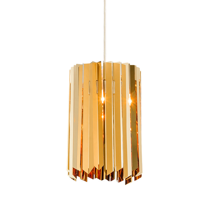 Contemporary 1-Light Pendant Ceiling Lamp With Sleek Metal Shade Black/Chrome/Gold Finish