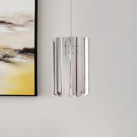 Modern Metal Pendant Light With Black/Chrome/Gold Finish - 1-Light Cylindrical Hanging Lamp