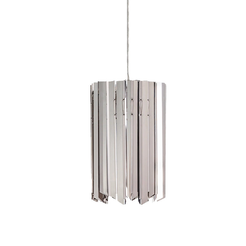 Modern Metal Pendant Light With Black/Chrome/Gold Finish - 1-Light Cylindrical Hanging Lamp