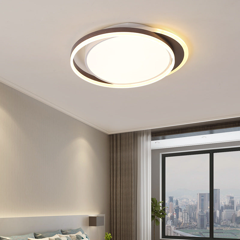Brown Orbit Led Flush Mount Ceiling Light For Living Room - Simple 16/19.5 Wide Warm/White Acrylic