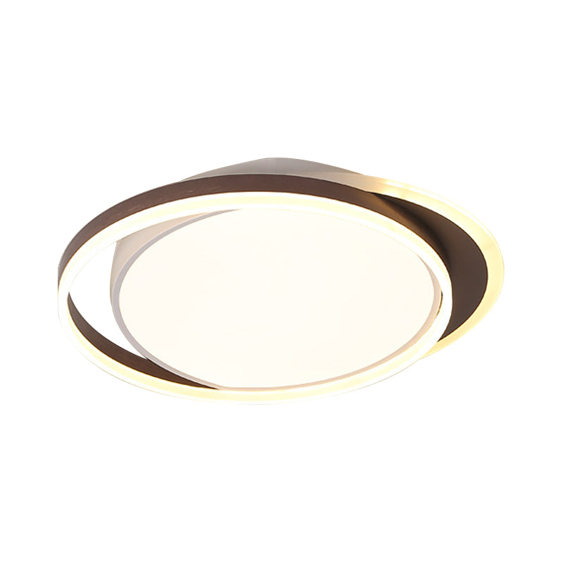 Brown Orbit Led Flush Mount Ceiling Light For Living Room - Simple 16’/19.5’ Wide Warm/White