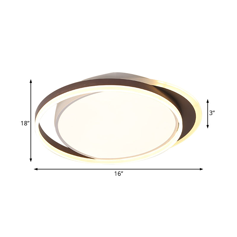 Brown Orbit Led Flush Mount Ceiling Light For Living Room - Simple 16/19.5 Wide Warm/White Acrylic