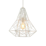 Cage Pendant Diamond Light - Industrial 1 Head Metallic Lamp In Black/White For Dining Room (16/19.5