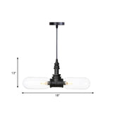 Laura - Black Clear Glass Capsule Shade Pendant Antiqued 2-Head Coffee Shop Led Ceiling Chandelier