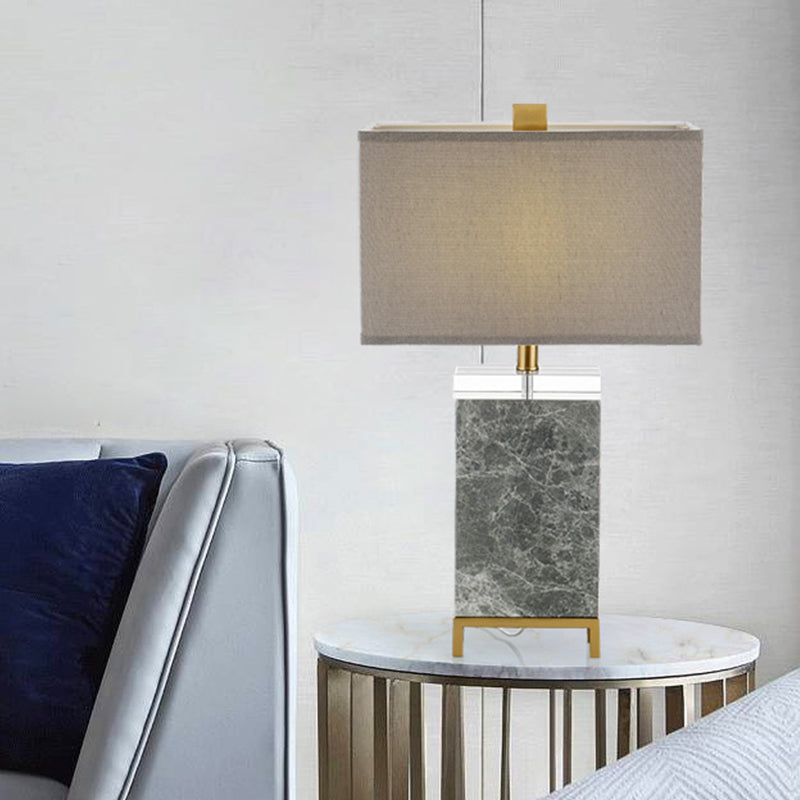 Contemporary Grey Fabric Nightstand Lamp With 1 Bulb - Perfect For Reading Books