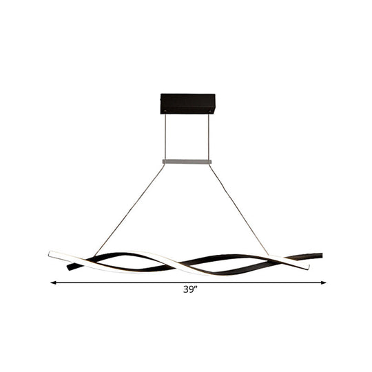 Modern Acrylic Wave Chandelier Led Pendant Lamp In White/Warm/Natural Light - 31.5’/39’/47’ Wide