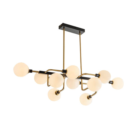 Contemporary Starburst 10-Light Chandelier With Amber/Smoke Gray/Cream Glass