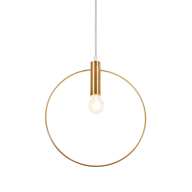 Gold Suspension Lamp With Simple Tube Down Lighting For Bedrooms - 1 Light Metallic Design