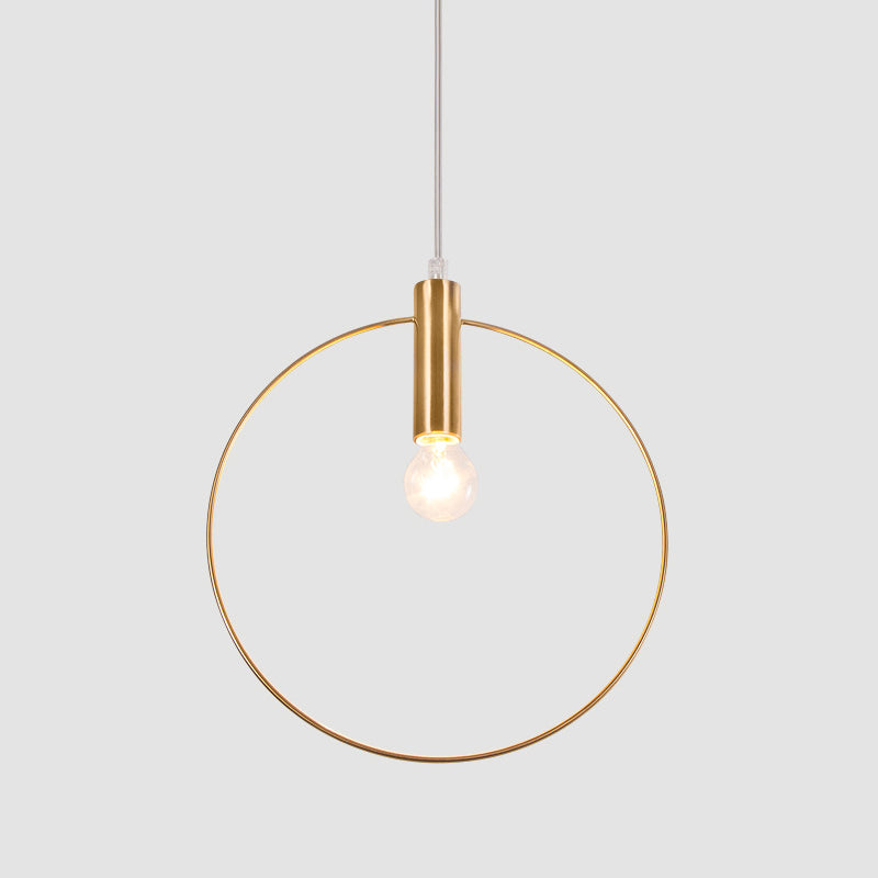 Gold Suspension Lamp With Simple Tube Down Lighting For Bedrooms - 1 Light Metallic Design