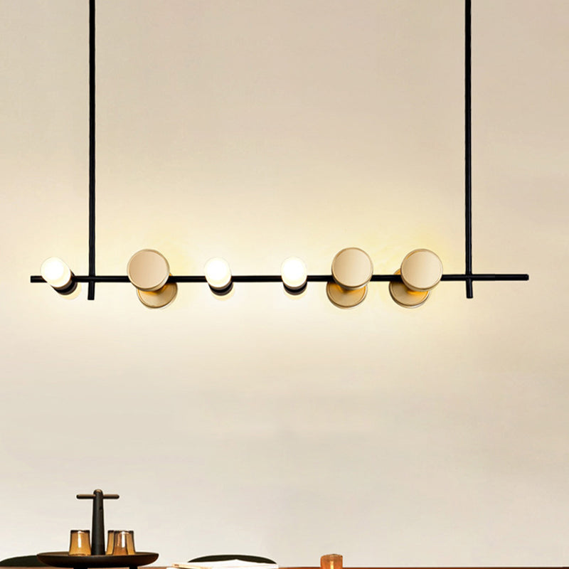 Contemporary Black Iron Pendant Chandelier With 6 Lights For Linear Kitchen Ceiling