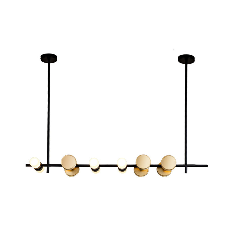 Contemporary Black Iron Pendant Chandelier With 6 Lights For Linear Kitchen Ceiling