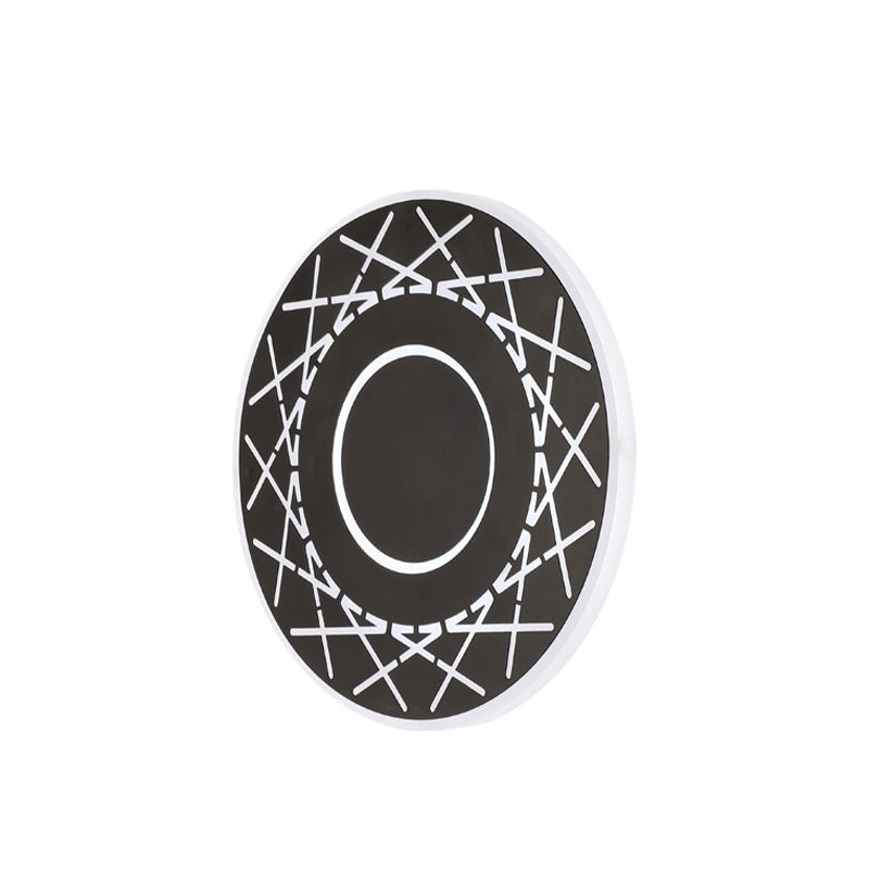 Contemporary Acrylic Disk Wall Light: Black/White Led Sconce Fixture For Living Room - Warm/White