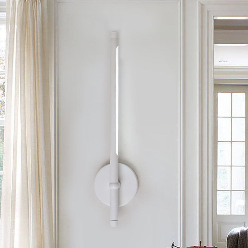 Contemporary Led Sconce Light - Metal And Acrylic Shade Black/White Tubular Wall Mount Warm/White