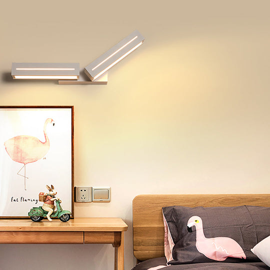 Modern Acrylic Rectangle Wall Mounted Light For Bedroom - Black/White Sconce White