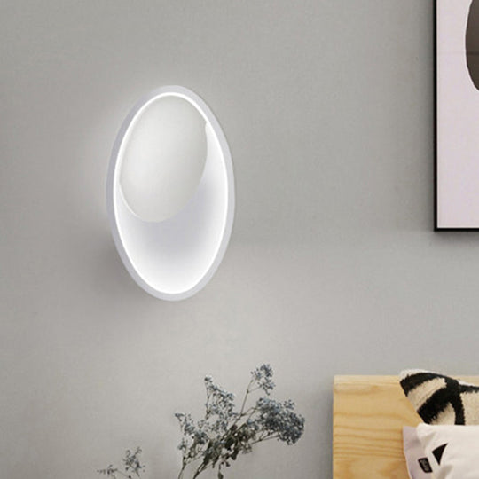 Modern Oval Wall Sconce Light - Acrylic White/Black Led Lamp For Bedroom Warm/White