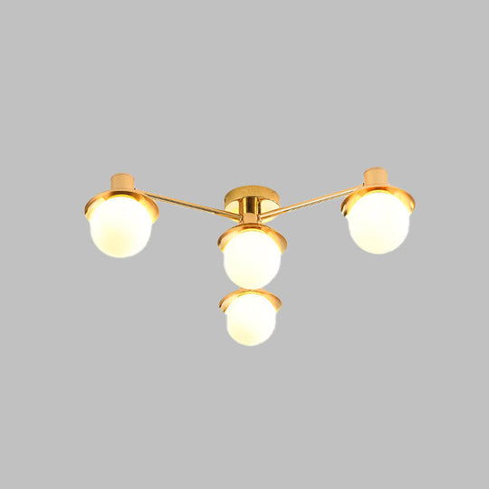 Modernist Radial Metal Flush Mount Light With Brass Finish - 4 - Light Flushmount For Bedroom