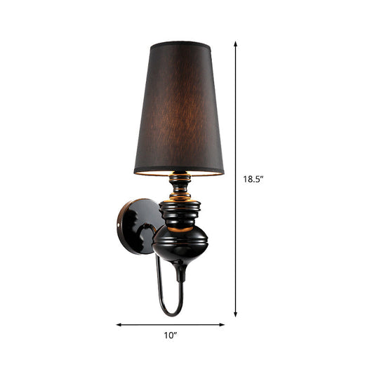 Contemporary Fabric Barrel Wall Mount Light - Bedroom Sconce (Black/Silver/White)