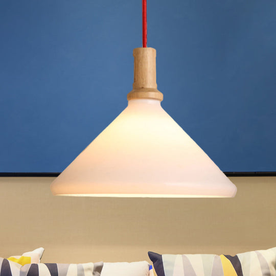 Nordic Conical Pendant Light - Frosted Glass White Dining Room Ceiling Hanging