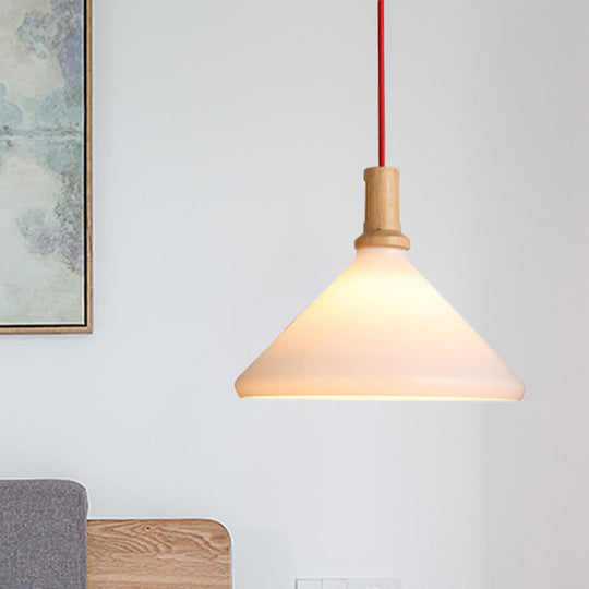 Nordic Conical Pendant Light - Frosted Glass White Dining Room Ceiling Hanging