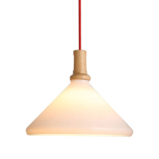 Nordic Conical Pendant Light - Frosted Glass White Dining Room Ceiling Hanging