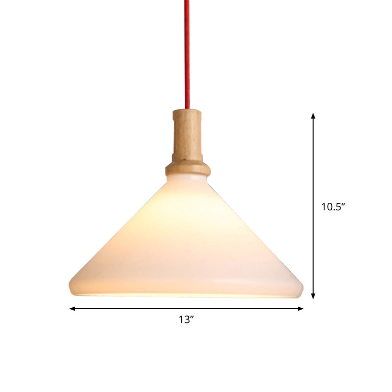 Nordic Conical Pendant Light - Frosted Glass White Dining Room Ceiling Hanging