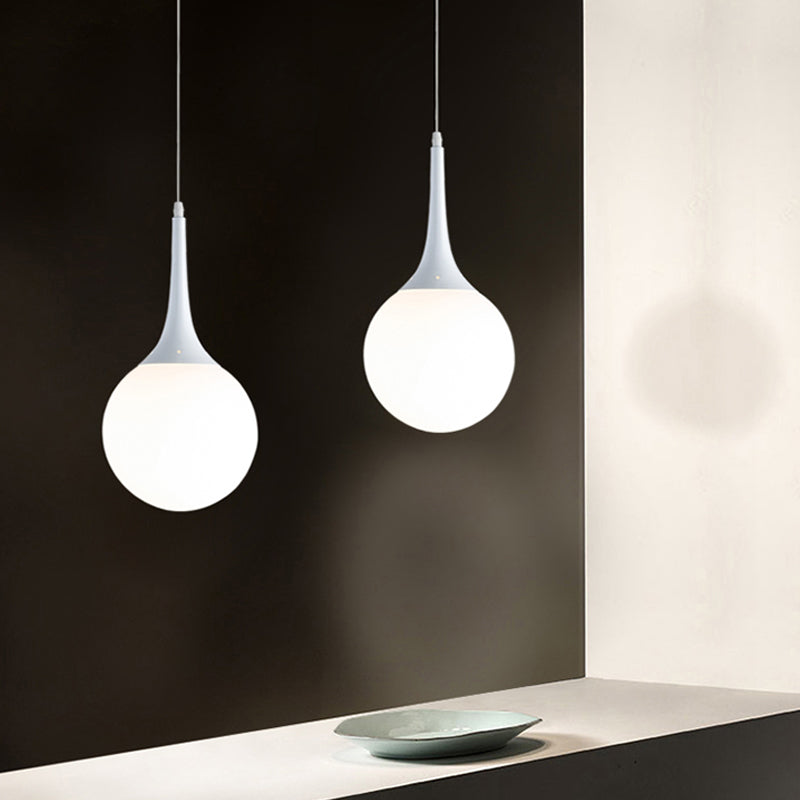 Contemporary Globe White Glass Pendant Light - 1 12’/14’/16’ Wide Hanging Ceiling