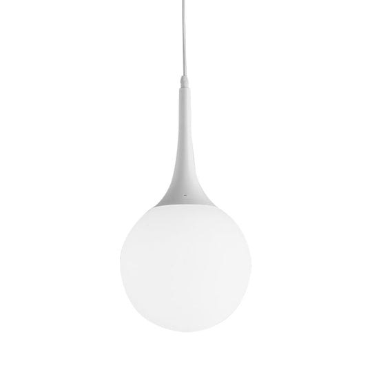 Contemporary Globe Pendant Light - Wide Hanging Ceiling Fixture In White Glass 1 12/14/16 Width