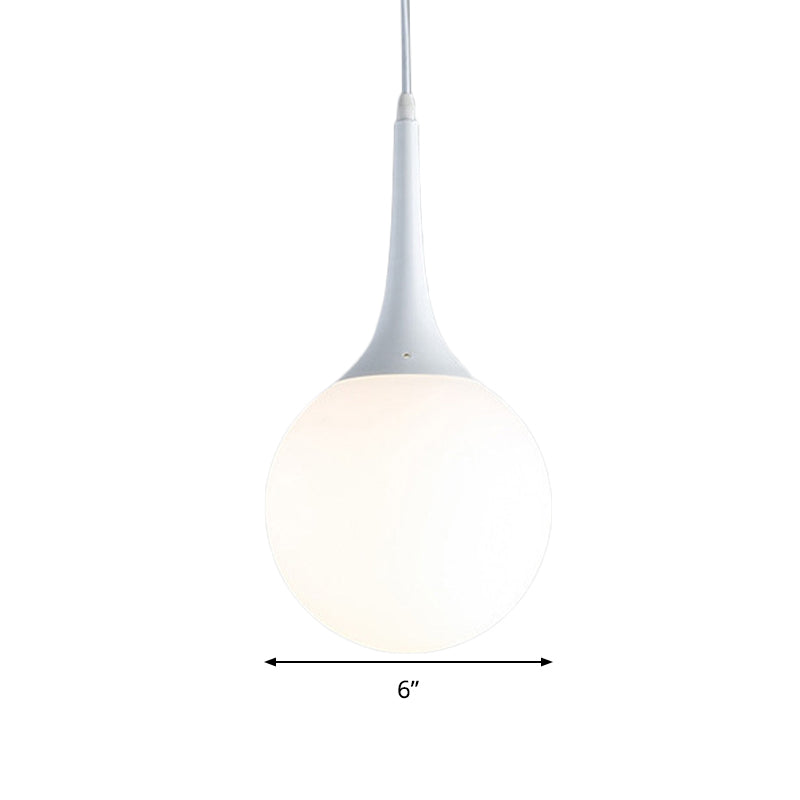Contemporary Globe White Glass Pendant Light - 1 12’/14’/16’ Wide Hanging Ceiling