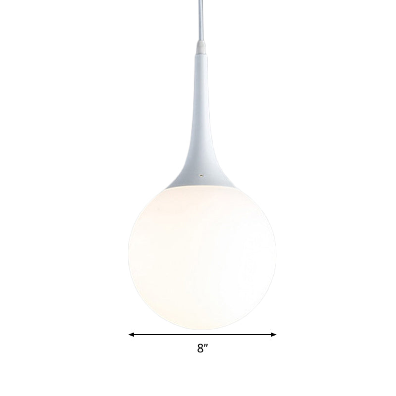 Contemporary Globe White Glass Pendant Light - 1 12’/14’/16’ Wide Hanging Ceiling