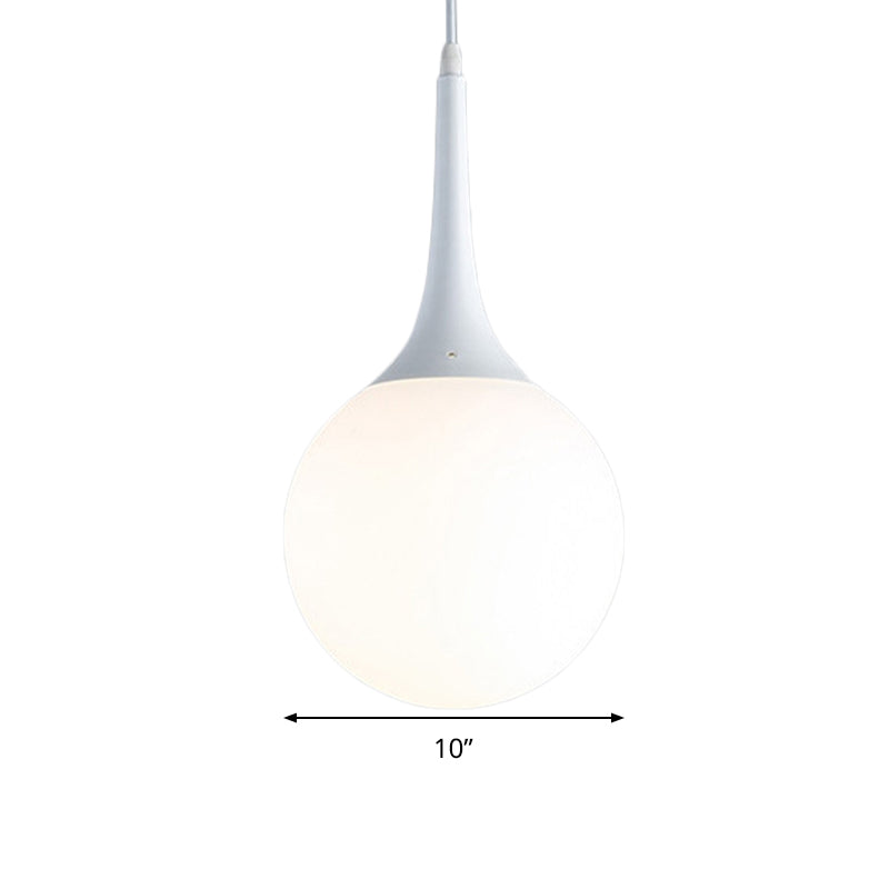Contemporary Globe White Glass Pendant Light - 1 12’/14’/16’ Wide Hanging Ceiling