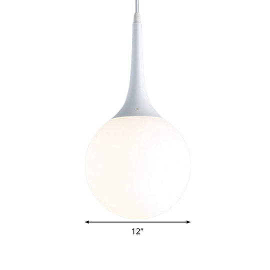Contemporary Globe White Glass Pendant Light - 1 12’/14’/16’ Wide Hanging Ceiling