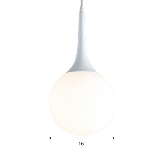 Contemporary Globe White Glass Pendant Light - 1 12’/14’/16’ Wide Hanging Ceiling