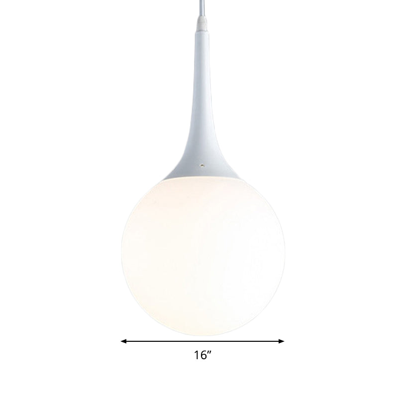 Contemporary Globe Pendant Light - Wide Hanging Ceiling Fixture In White Glass 1 12/14/16 Width