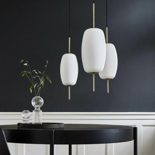 Modern White Glass Oval Pendant Light - 1 Ceiling Fixture For Dining Room 6/8/8.5 Wide / 6