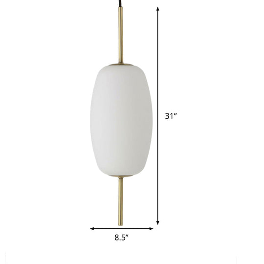 Modern White Glass Oval Pendant Light For Dining Room - 6’/8’/8.5’ Wide Hanging Ceiling