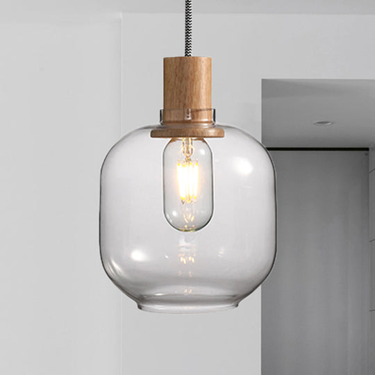 Nordic Jar Hanging Light Fixture - Bedroom Kit 1-Light Clear Glass 5/6 Wide / 6