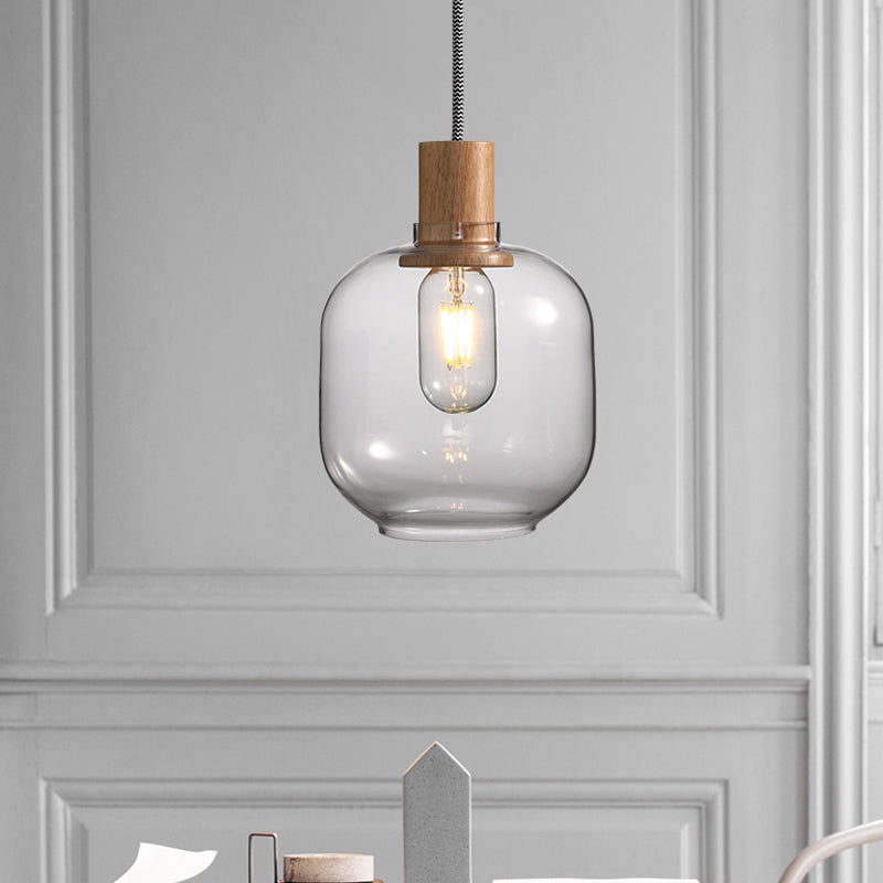 Nordic Jar Hanging Light Fixture - Bedroom Kit 1-Light Clear Glass 5/6 Wide