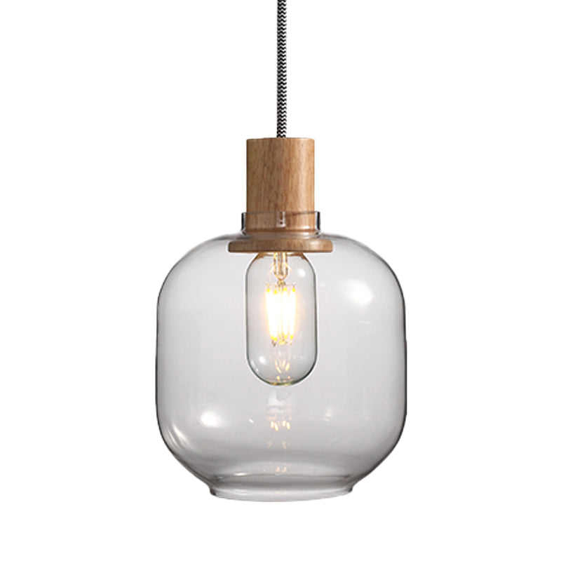 Nordic Jar Hanging Light Fixture - Bedroom Kit 1-Light Clear Glass 5/6 Wide