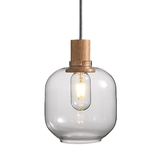 Nordic Jar Hanging Light Fixture - Bedroom Kit 1-Light Clear Glass 5/6 Wide