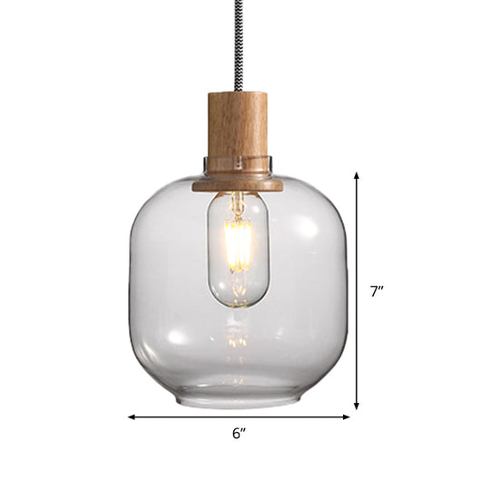 Nordic Clear Glass Jar Hanging Light Fixture For Bedroom - 1 Kit 5’/6’ Wide