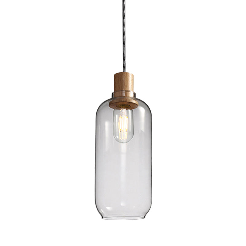 Nordic Jar Hanging Light Fixture - Bedroom Kit 1-Light Clear Glass 5/6 Wide
