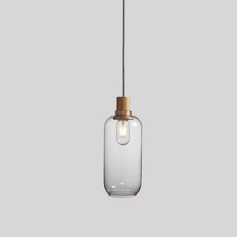 Nordic Jar Hanging Light Fixture - Bedroom Kit 1-Light Clear Glass 5/6 Wide