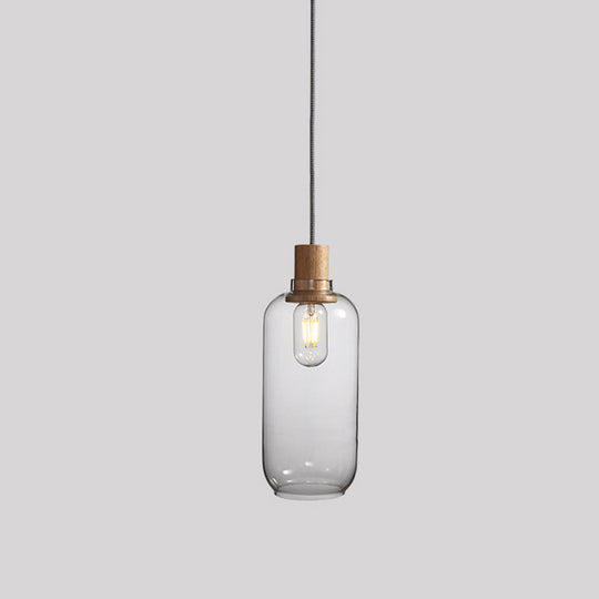 Nordic Jar Hanging Light Fixture - Bedroom Kit 1-Light Clear Glass 5/6 Wide